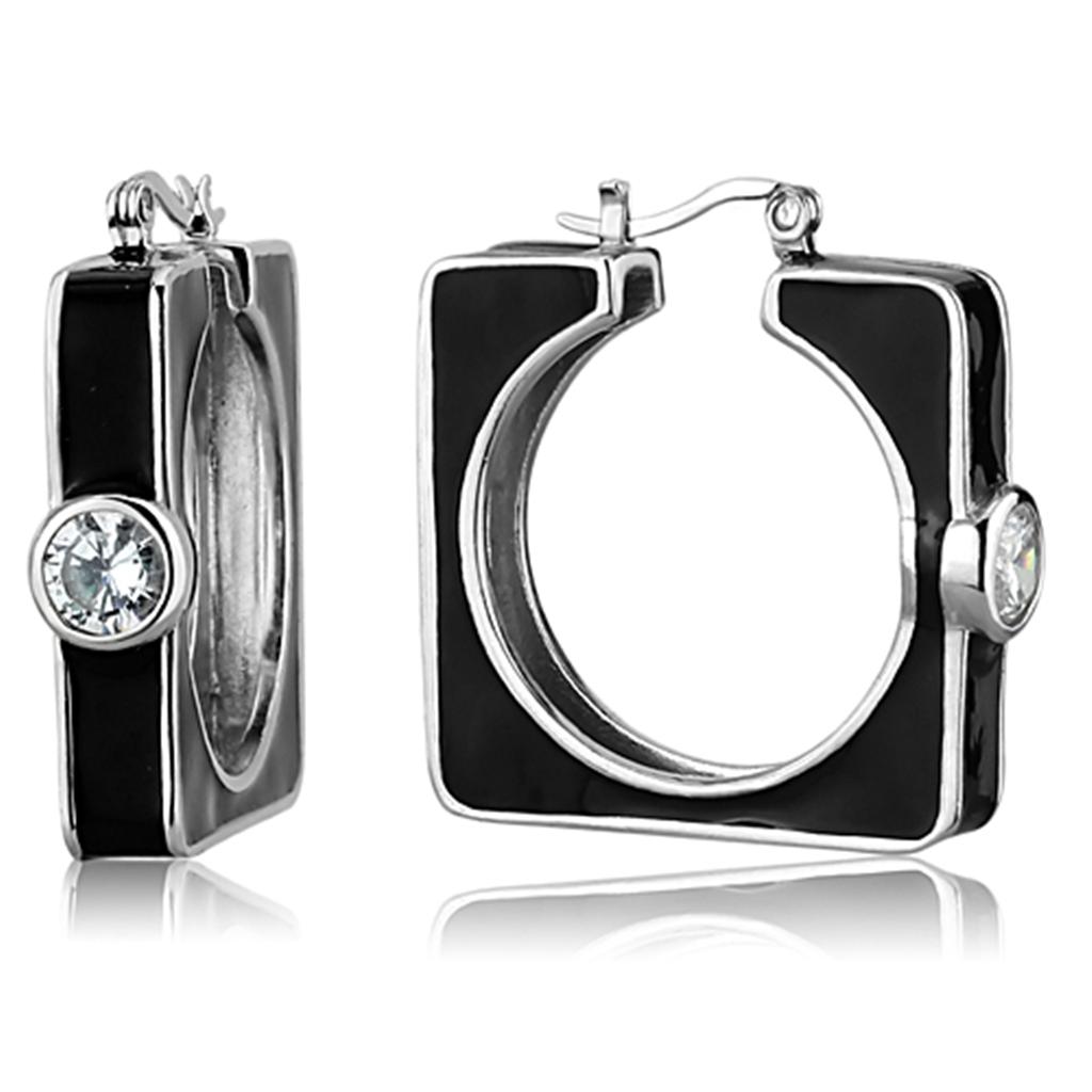 LOS754 - Rhodium 925 Sterling Silver Earrings with AAA Grade CZ in Clear