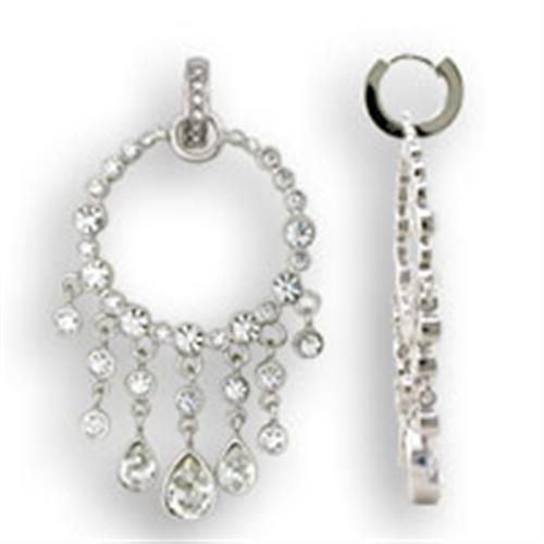 S37108 - Rhodium 925 Sterling Silver Earrings with Top Grade Crystal in Clear