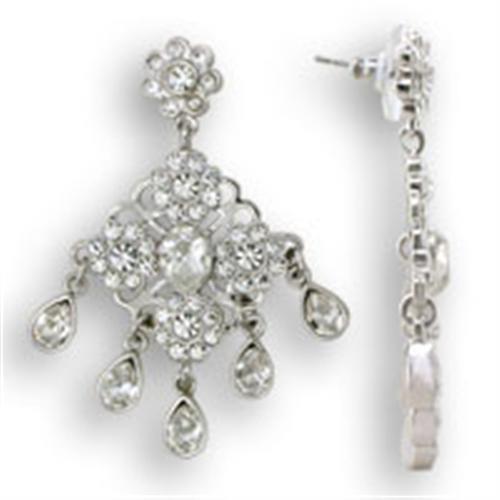 S37110 - Rhodium 925 Sterling Silver Earrings with Top Grade Crystal in Clear