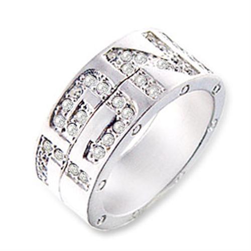 SR35 - Matte Silver Brass Ring with Top Grade Crystal in Clear