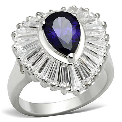 SS004 - Silver 925 Sterling Silver Ring with AAA Grade CZ in Tanzanite