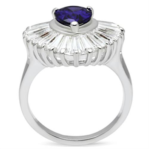 SS004 - Silver 925 Sterling Silver Ring with AAA Grade CZ in Tanzanite