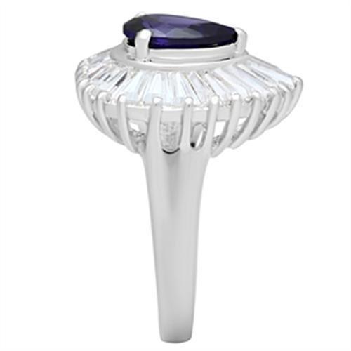 SS004 - Silver 925 Sterling Silver Ring with AAA Grade CZ in Tanzanite