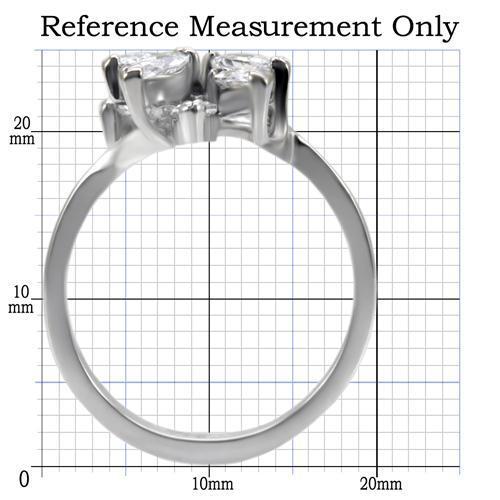 TK075 - High polished (no plating) Stainless Steel Ring with AAA Grade CZ in Clear