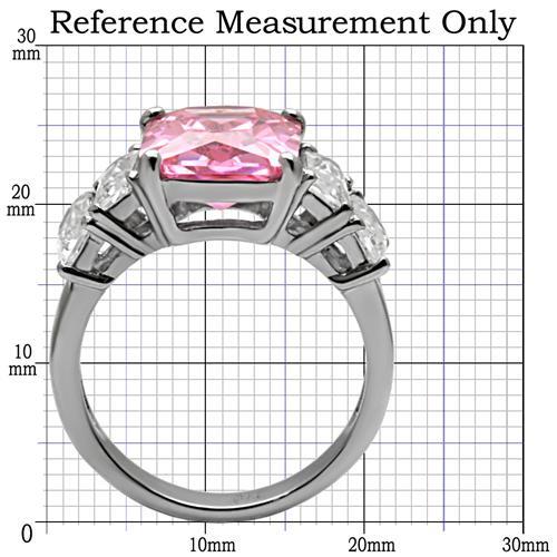TK088 - High polished (no plating) Stainless Steel Ring with AAA Grade CZ in Rose