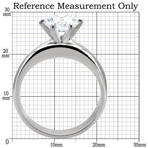 TK097 - High polished (no plating) Stainless Steel Ring with AAA Grade CZ in Clear