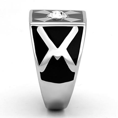 TK1052 - High polished (no plating) Stainless Steel Ring with Top Grade Crystal in Clear