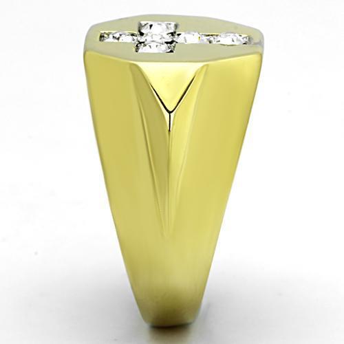 TK1062 - Two-Tone IP Gold (Ion Plating) Stainless Steel Ring with Top Grade Crystal in Clear