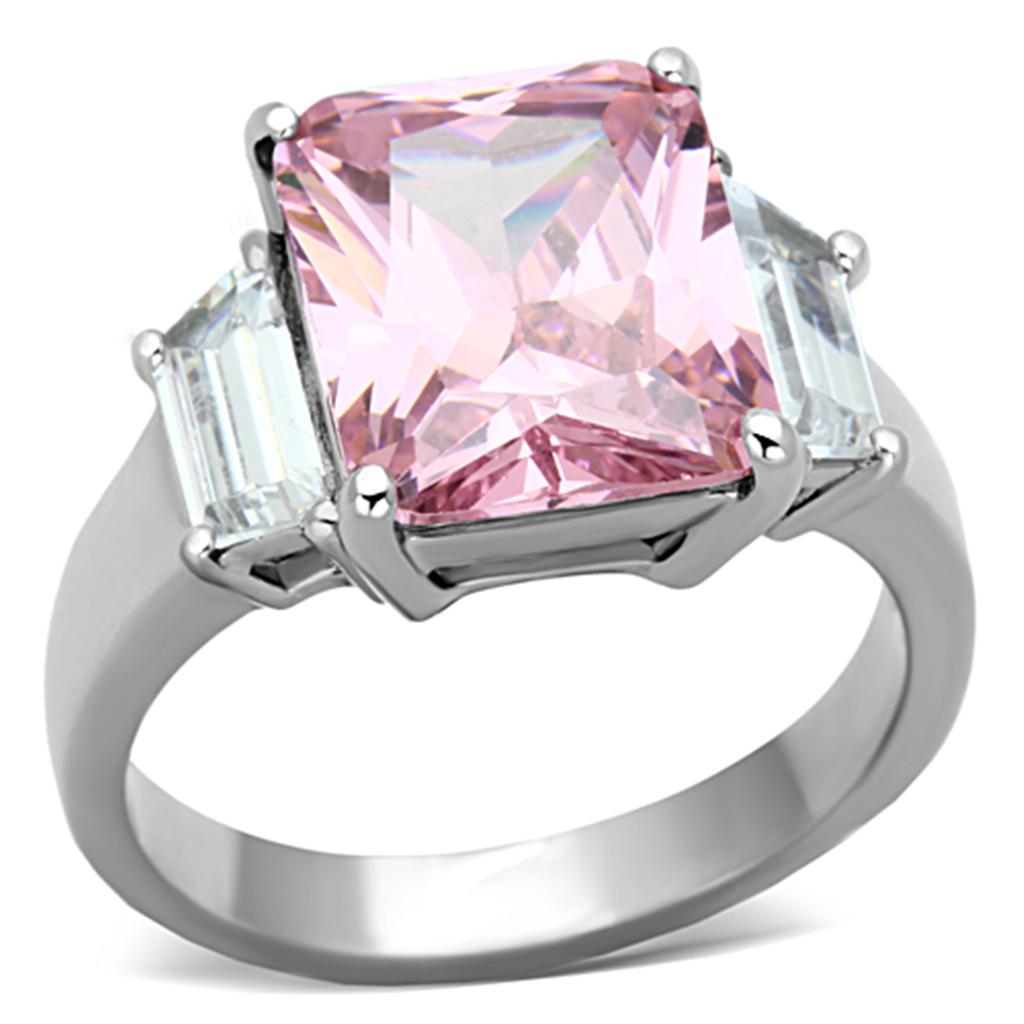 TK1224 - High polished (no plating) Stainless Steel Ring with AAA Grade CZ in Rose