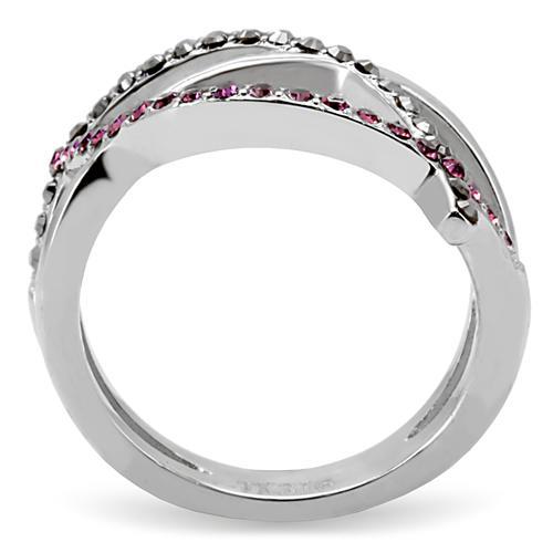 TK156 - High polished (no plating) Stainless Steel Ring with Top Grade Crystal in Multi Color