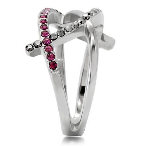 TK156 - High polished (no plating) Stainless Steel Ring with Top Grade Crystal in Multi Color