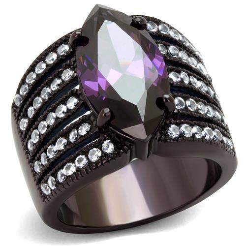 TK1752DC - IP Dark Brown (IP coffee) Stainless Steel Ring with AAA Grade CZ in Amethyst