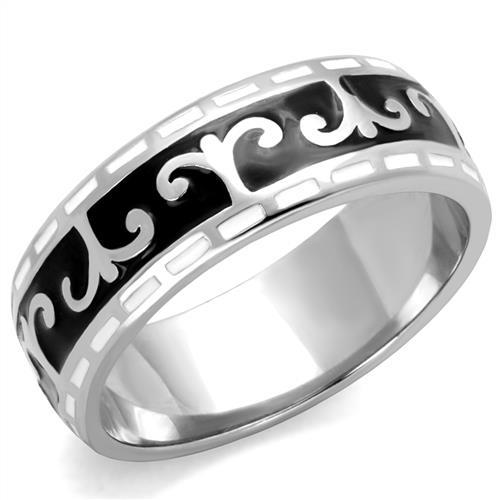 TK2154 - High polished (no plating) Stainless Steel Ring with Epoxy in Jet