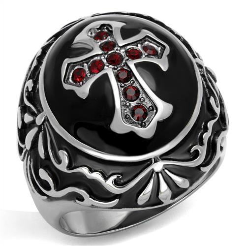 TK2229 - High polished (no plating) Stainless Steel Ring with Top Grade Crystal in Siam