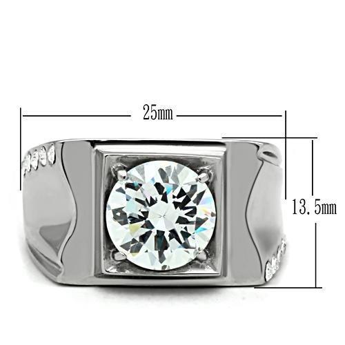 TK311 - High polished (no plating) Stainless Steel Ring with AAA Grade CZ in Clear