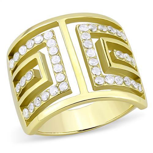 TK3238 - IP Gold(Ion Plating) Stainless Steel Ring with AAA Grade CZ in Clear