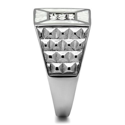 TK385 - High polished (no plating) Stainless Steel Ring with Top Grade Crystal in Clear