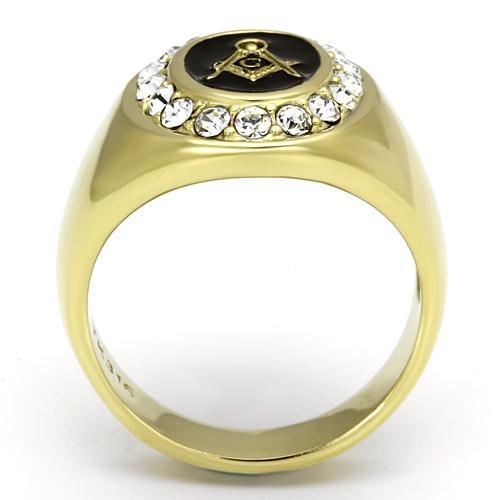 TK766 - IP Gold(Ion Plating) Stainless Steel Ring with Top Grade Crystal in Clear
