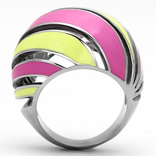 TK803 - High polished (no plating) Stainless Steel Ring with Epoxy in Multi Color