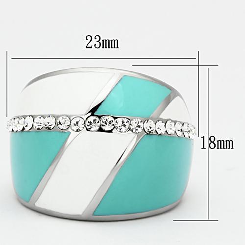 TK812 - High polished (no plating) Stainless Steel Ring with Top Grade Crystal in Clear