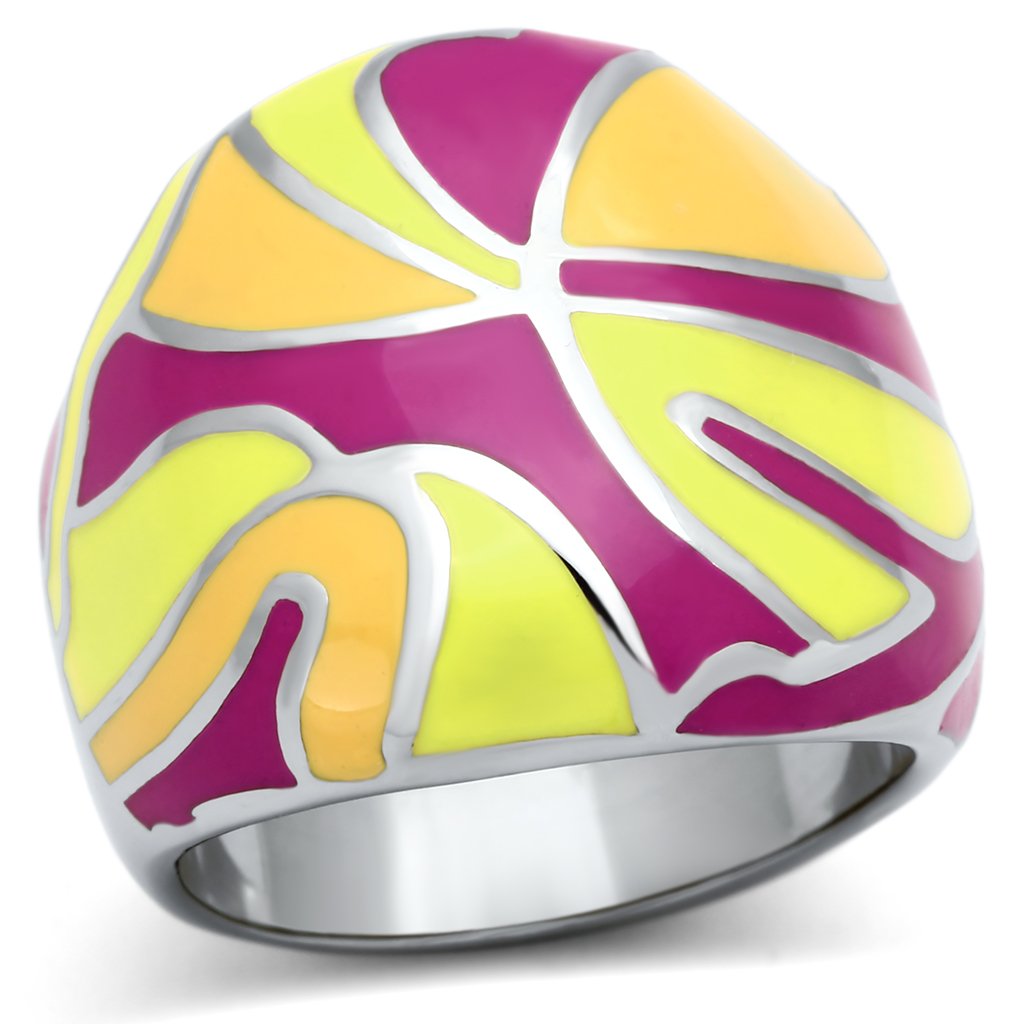 TK834 - High polished (no plating) Stainless Steel Ring with Epoxy in Multi Color