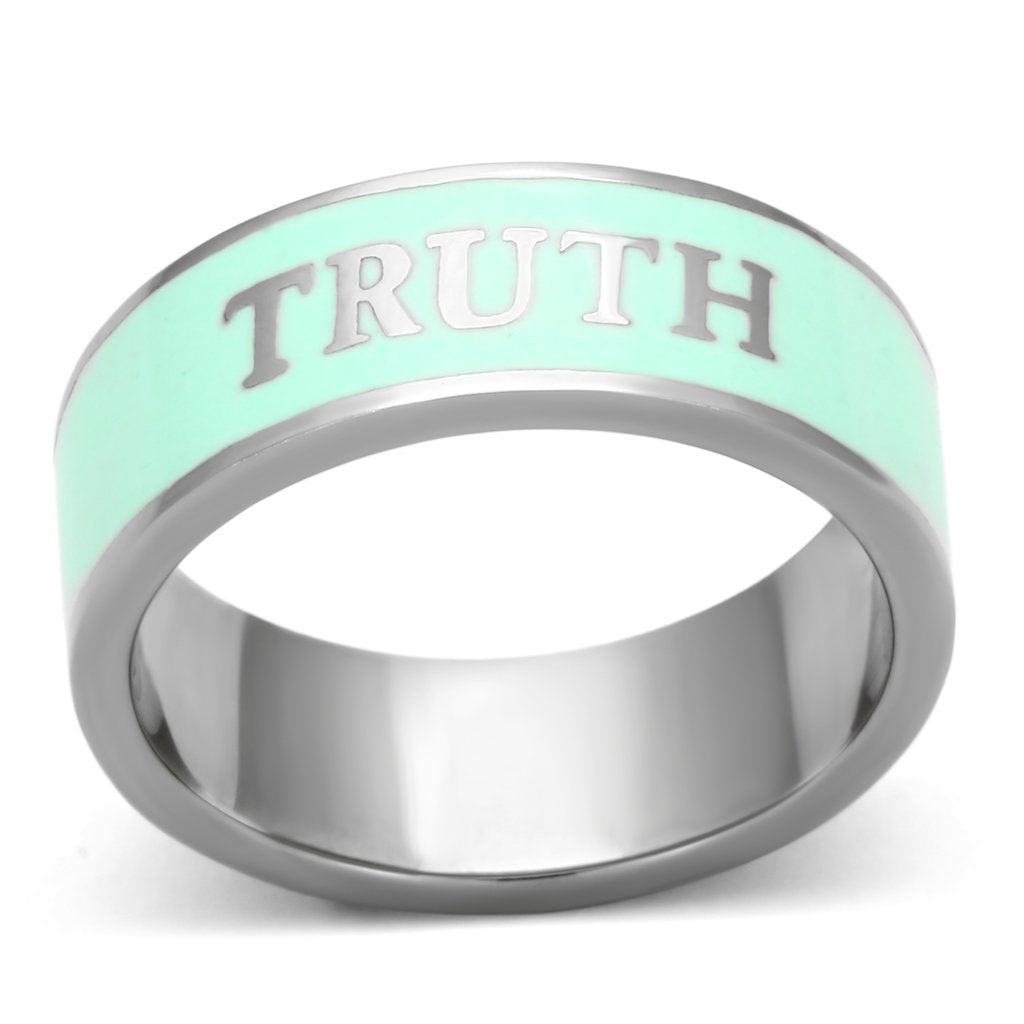 TK836 - High polished (no plating) Stainless Steel Ring with Epoxy in Turquoise