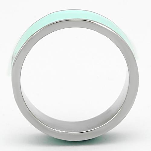 TK836 - High polished (no plating) Stainless Steel Ring with Epoxy in Turquoise