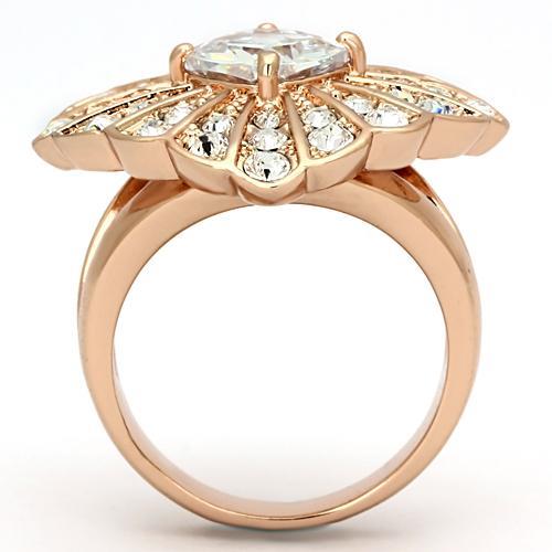 TK866 - IP Rose Gold(Ion Plating) Stainless Steel Ring with AAA Grade CZ in Clear