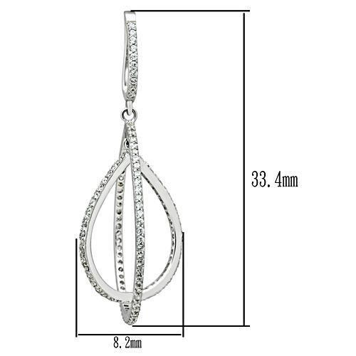 TS055 - Rhodium 925 Sterling Silver Earrings with AAA Grade CZ in Clear