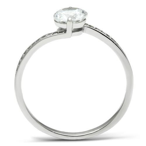 TS057 - Rhodium 925 Sterling Silver Ring with AAA Grade CZ in Clear