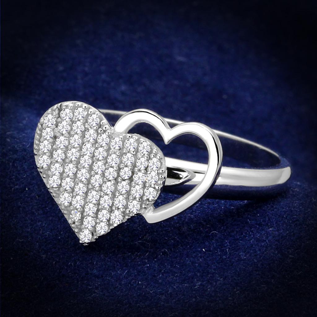 TS260 - Rhodium 925 Sterling Silver Ring with AAA Grade CZ in Clear