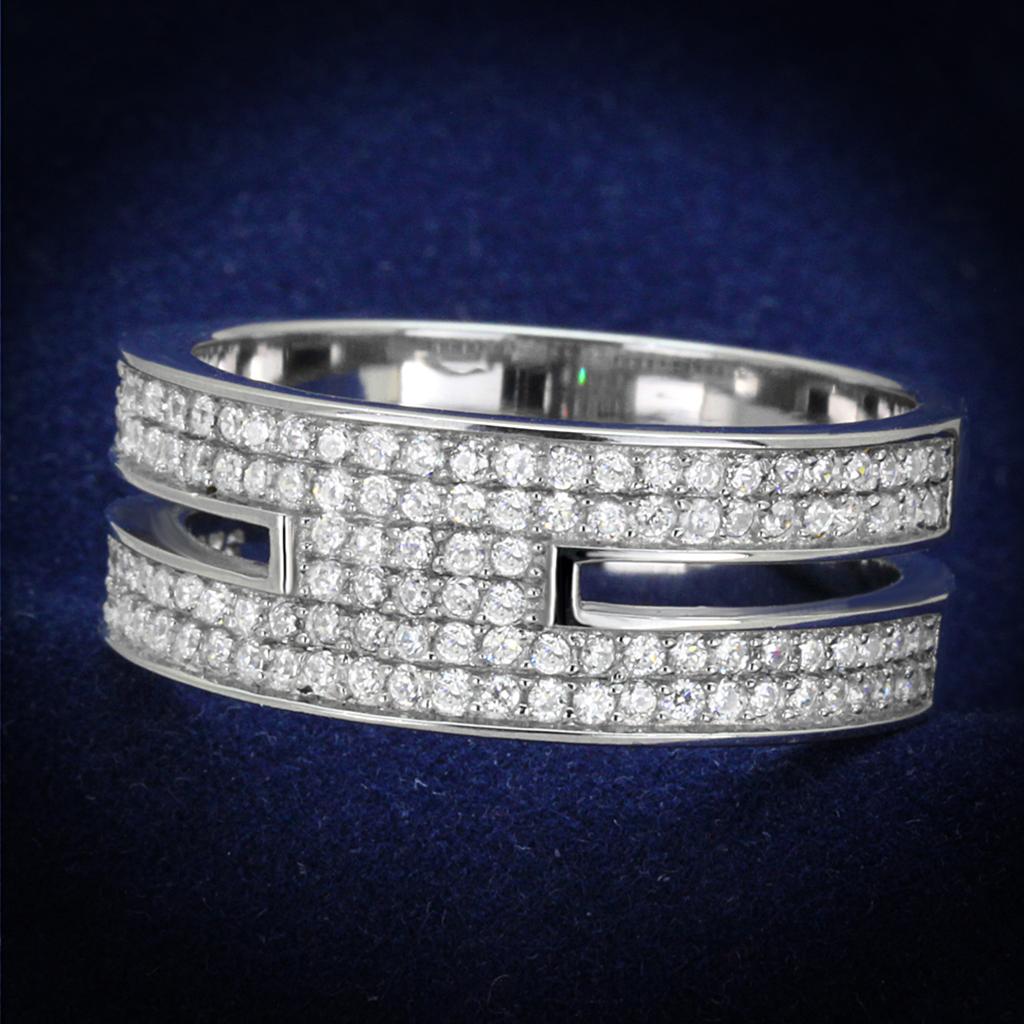 TS273 - Rhodium 925 Sterling Silver Ring with AAA Grade CZ in Clear