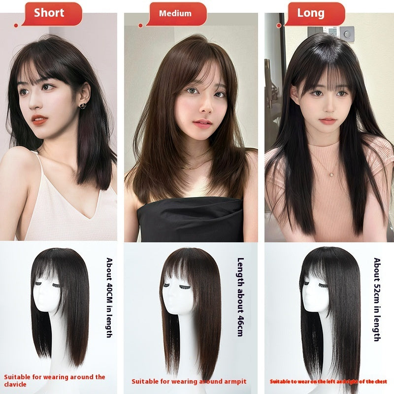 Women's Hand Woven Double Delivery Needle Wig Sheath Real Human Hair Silk Sleeve