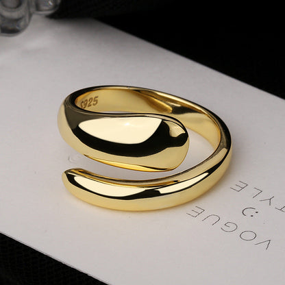 Silver Glossy Water Drop Ring