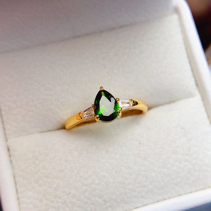 Popular Natural Diopside S925 Silver Ring