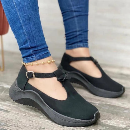 New Platform Buckle Fringe Solid Color Suede Casual Sneakers