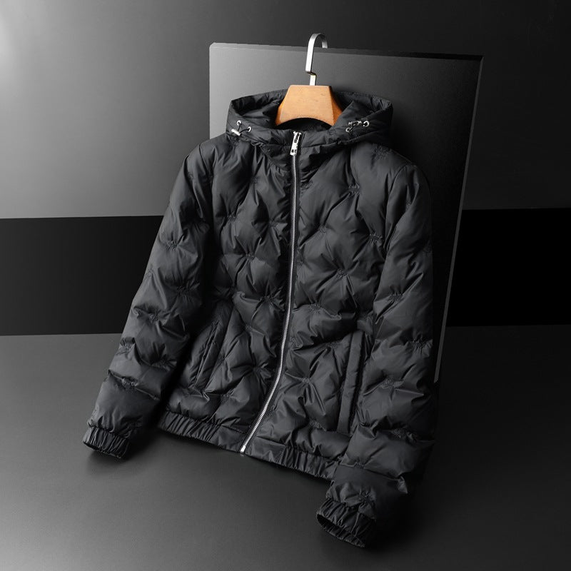 Embroidered Down Men's Plus Size Hooded Casual Down Jacket