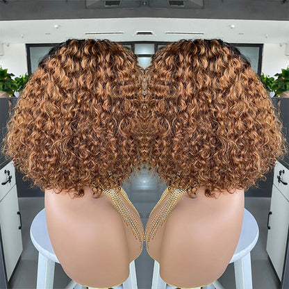 Cross-border E-commerce Exclusively For Ombre Curly Bobo1b30 Human Hair Lace Wig