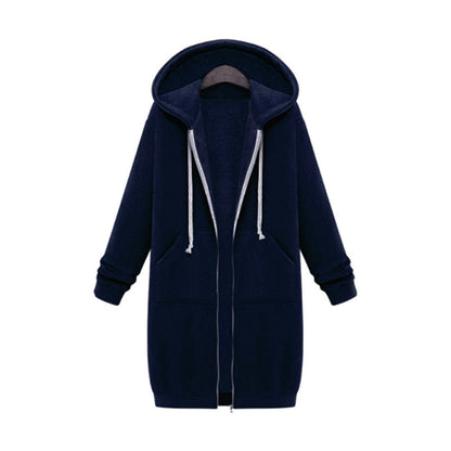 Hooded Long-sleeved Winter Sweater Women's Jacket In A Long Thick Shirt