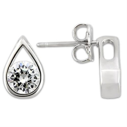TK0W180 - Stainless  Earrings with AAA Grade CZ  in Clear-6mm