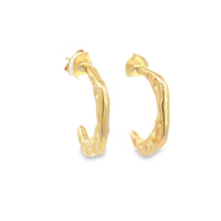 18K Gold Filled Abstract Designed Bumpy Stud Hoop Earring (L418)
