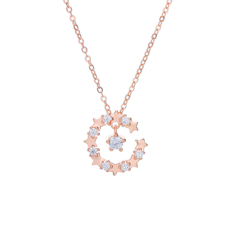 S925 sterling silver starry necklace