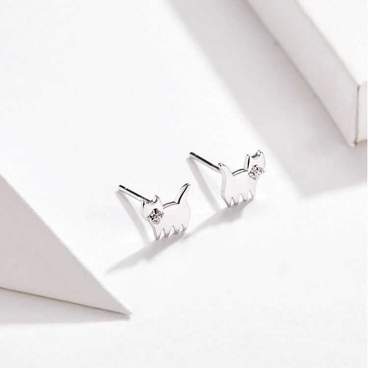 S925 cat earrings in sterling silver