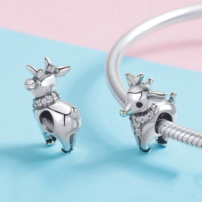 S925 sterling silver sika deer beads