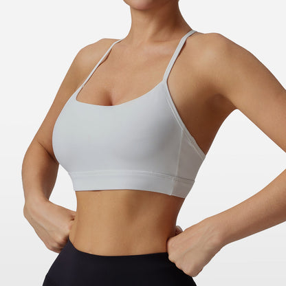 Womens Solid-Colored Versatile Thin-Strap Shock-Absorbing Quick-Drying Yoga Tank Top