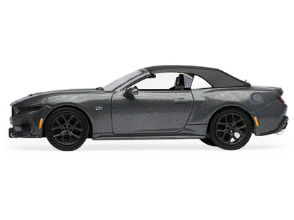 2024 Ford Mustang GT 5.0 Convertible Dark Matter Gray Metallic with Black Soft Top "Stampede" Series 2 1/64 Diecast Model Car by Greenlight