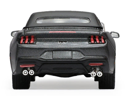 2024 Ford Mustang GT 5.0 Convertible Dark Matter Gray Metallic with Black Soft Top "Stampede" Series 2 1/64 Diecast Model Car by Greenlight
