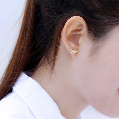 S925 silver pin with zircon earrings