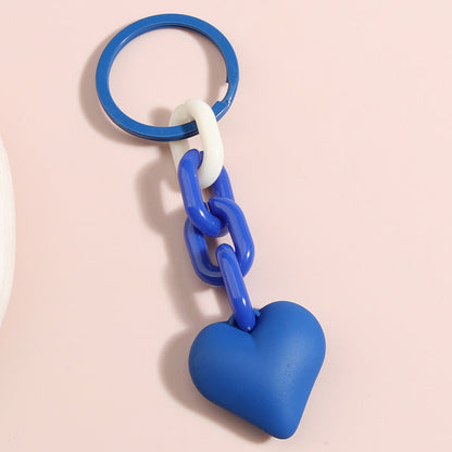 Black Blue Chain Love Heart Xiaohongshu Car Key Ring Hanging Ornaments