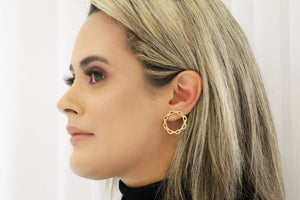 Round Gold Link Stud Earring  (K170)